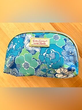 Lilly Pulitzer/Estee Lauder Blue Floral Cosmetic Pouch